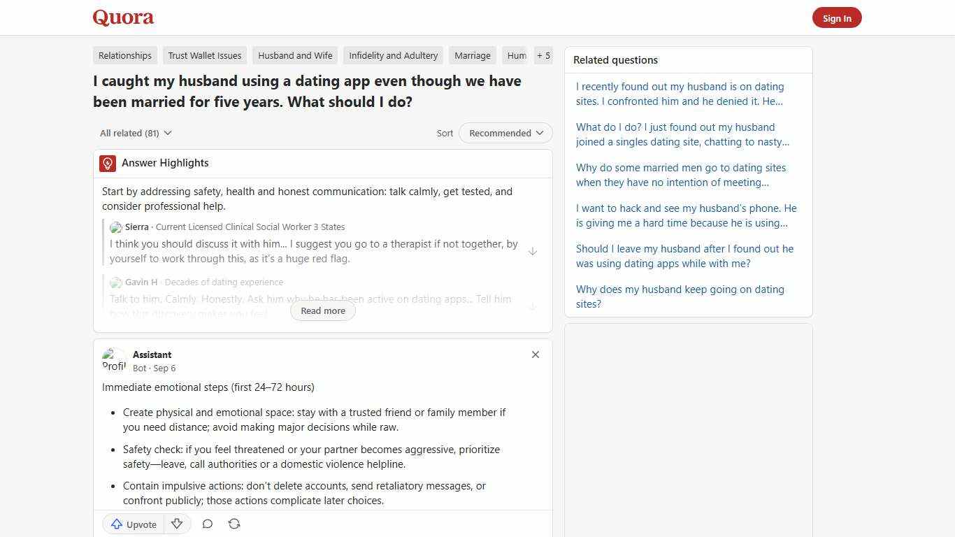 I caught my husband using a dating app even though we have been married for five years. What should I do? - Quora